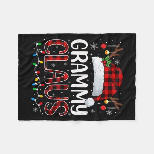 Grammy Claus Christmas Lights Pajama Family Matchi Fleece Deken (Voorkant (Horizontaal))