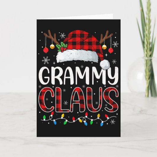 Grammy Claus Christmas Lights Pajama Family Matchi Kaart (Voorkant)