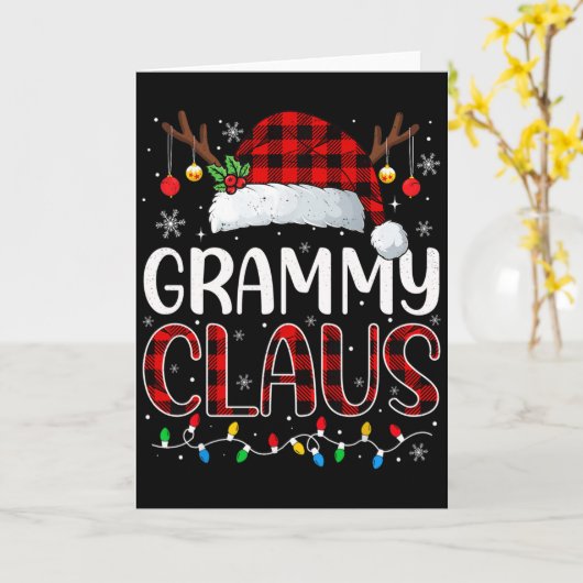 Grammy Claus Christmas Lights Pajama Family Matchi Kaart (Gele Bloem)