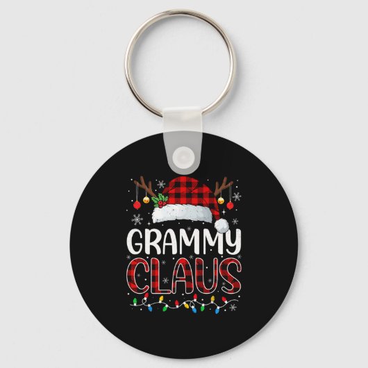 Grammy Claus Christmas Lights Pajama Family Matchi Sleutelhanger (Voorkant)