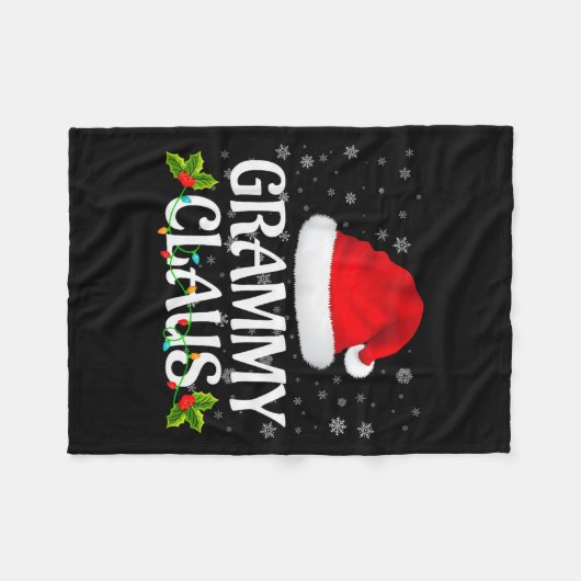 Grammy Claus Christmas Lights Santa Pajama Family  Fleece Deken (Voorkant (Horizontaal))