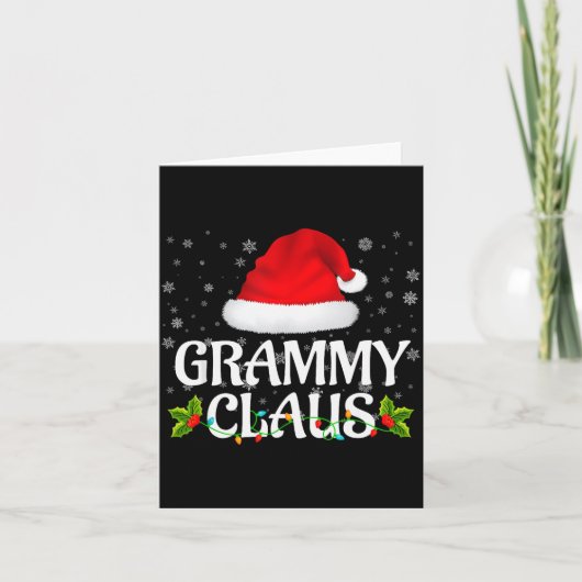 Grammy Claus Christmas Lights Santa Pajama Family  Kaart (Voorkant)