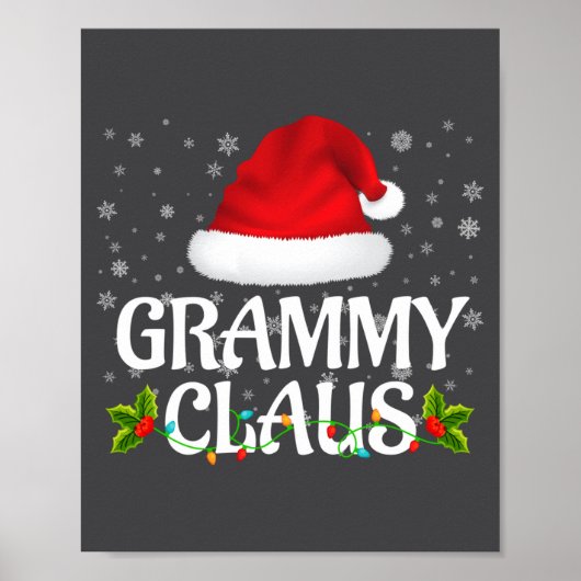 Grammy Claus Christmas Lights Santa Pajama Family  Poster (Voorkant)