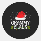 Grammy Claus Christmas Lights Santa Pajama Family  Ronde Sticker (Voorkant)