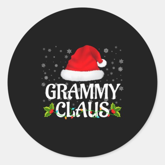 Grammy Claus Christmas Lights Santa Pajama Family  Ronde Sticker (Voorkant)