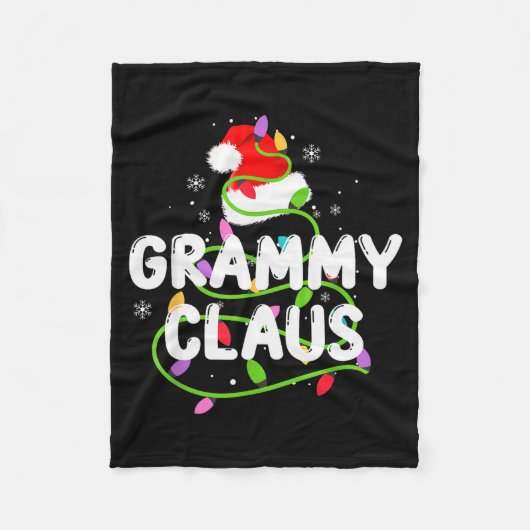 Grammy Claus Funny Christmas Lights Pajama Family  Fleece Deken (Voorkant)