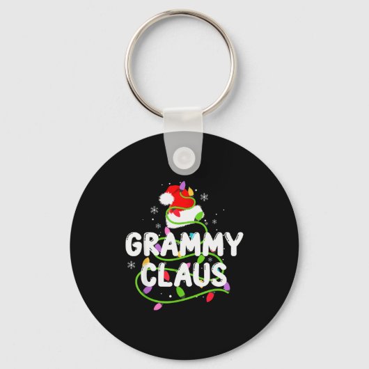 Grammy Claus Funny Christmas Lights Pajama Family  Sleutelhanger (Voorkant)