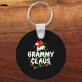 Grammy Claus Funny Christmas Lights Pajama Family  Sleutelhanger (Voorkant)