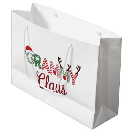 Grammy Claus Kerst Oma Gift Xmas Groot Cadeauzakje (Voorkant Gekanteld)