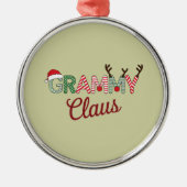 Grammy Claus Kerst Oma Gift Xmas Metalen Ornament (Voorkant)
