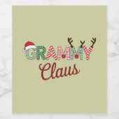Grammy Claus Kerst Oma Gift Xmas Wijn Etiket (Enkel label)