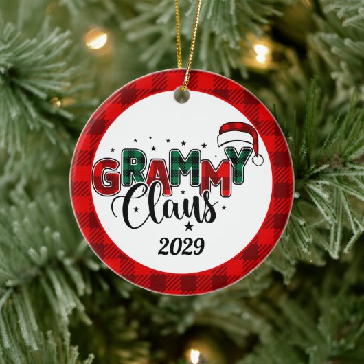 Grammy Claus kerstfoto's geplakt Keramisch Ornament (Boom)