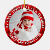 Grammy Claus kerstfoto's geplakt Keramisch Ornament (Achterkant)