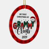 Grammy Claus kerstfoto's geplaveid met keramisch o Keramisch Ornament (Rechts)