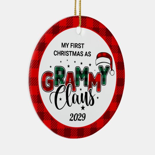 Grammy Claus kerstfoto's geplaveid met keramisch o Keramisch Ornament (Rechts)