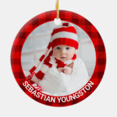 Grammy Claus kerstfoto's geplaveid met keramisch o Keramisch Ornament (Achterkant)