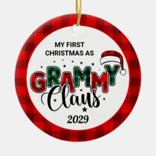 Grammy Claus kerstfoto's geplaveid met keramisch o Ornament