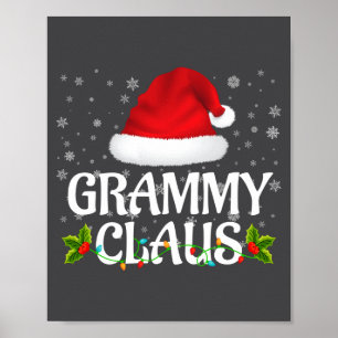 Grammy Claus Kerstlichten Kerstman Pyjama Familie Poster