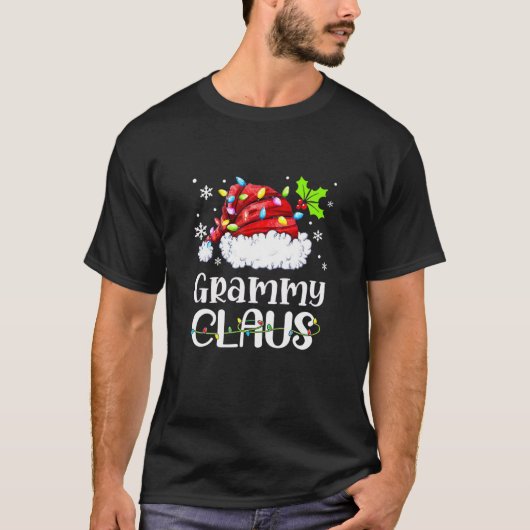 Grammy Claus Santa's Hat Light Snow Xmas T-shirt (Voorkant)
