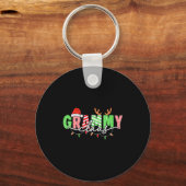 Grammy Claus Xmas Christmas Lights Pajama Family M Sleutelhanger (Voorkant)