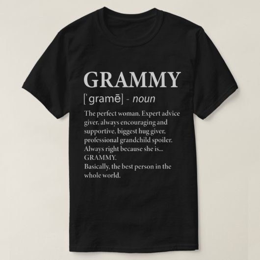 Grammy Definition Grandma Funny Grandmoeder T-shirt (Design voorkant)