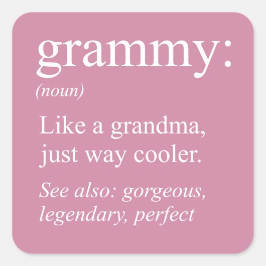 Grammy Definition, oma, Nana Gift Button Vierkante Sticker (Voorkant)