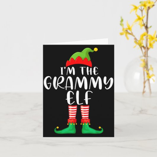 Grammy Elf Matching Family Group Christmas Party P Kaart (Gele Bloem)