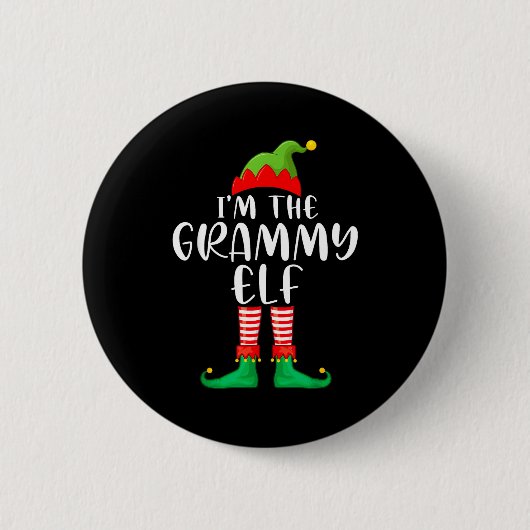 Grammy Elf Matching Family Group Christmas Party P Ronde Button 5,7 Cm (Voorkant)