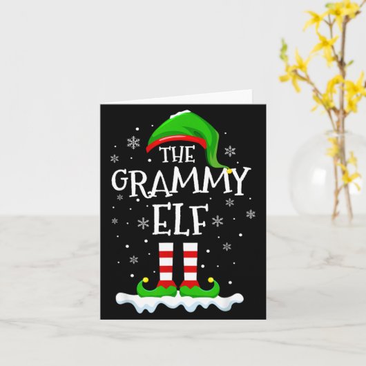 Grammy Elf Squad Xmas Family Matching Group Christ Kaart (Gele Bloem)