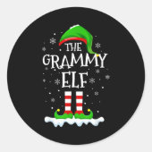 Grammy Elf Squad Xmas Family Matching Group Christ Ronde Sticker (Voorkant)