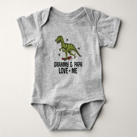 Grammy en Papa Love Me Dinosaur Romper (Voorkant)
