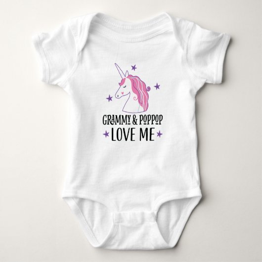 Grammy en PopPop Love Me unicorn Romper (Voorkant)