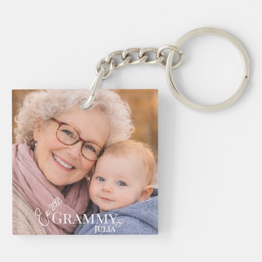 Grammy Foto Opgerichte Jaar Modern Design Sleutelhanger (Achterkant)