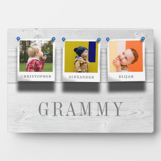 Grammy Grandchildren Names 3 Photo Collage Wood Pl Fotoplaat (voorkant)