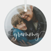Grammy Grandma Script Overlay Glas Ornament (Voorkant)