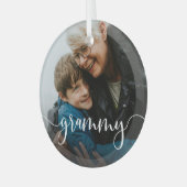 Grammy Grandma Script Overlay Glas Ornament (Voorkant links)