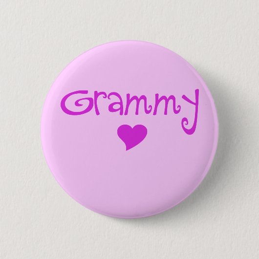 Grammy met hart Paars Ronde Button 5,7 Cm (Voorkant)