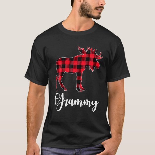 Grammy Moose Buffalo Plaid Red Christmas Pajama Fa T-shirt (Voorkant)