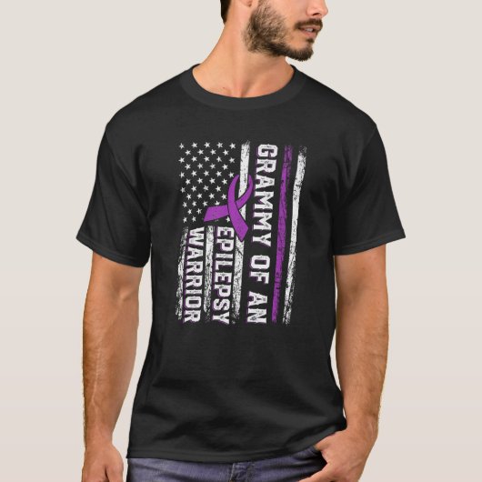 Grammy of a Warrior Epilepsy Purple Ribbon Support T-shirt (Voorkant)