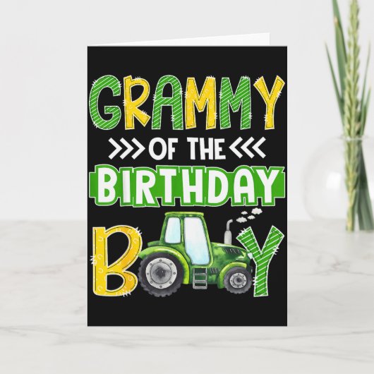 Grammy Of The Birthday Boy Tractors Farm Trucks Fa Kaart (Voorkant)