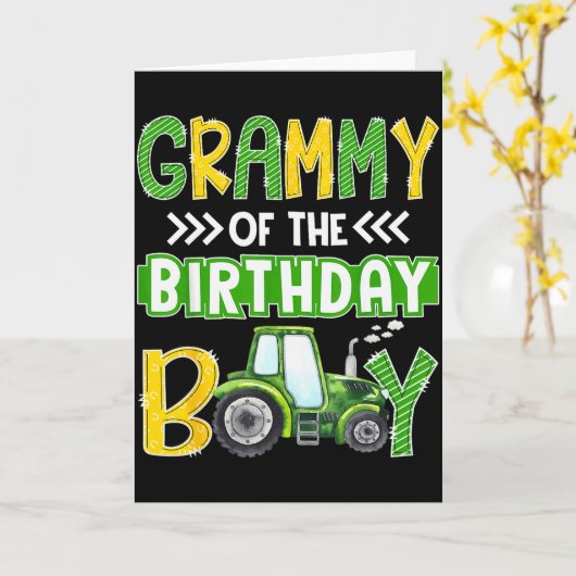 Grammy Of The Birthday Boy Tractors Farm Trucks Fa Kaart (Gele Bloem)