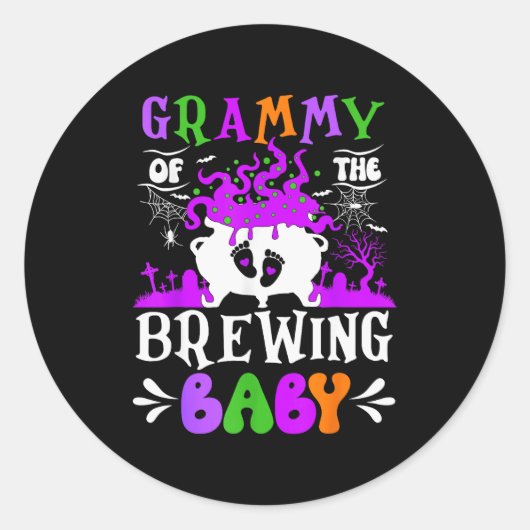 Grammy Of The Brewing Baby Grandma To Be Halloween Ronde Sticker (Voorkant)