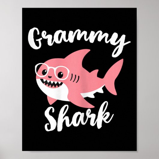 Grammy Shark Moederdag Grandma Funny Poster (Voorkant)