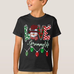 Grammy Snowman Love Grammy Life Kerstmis Red Plai T-shirt