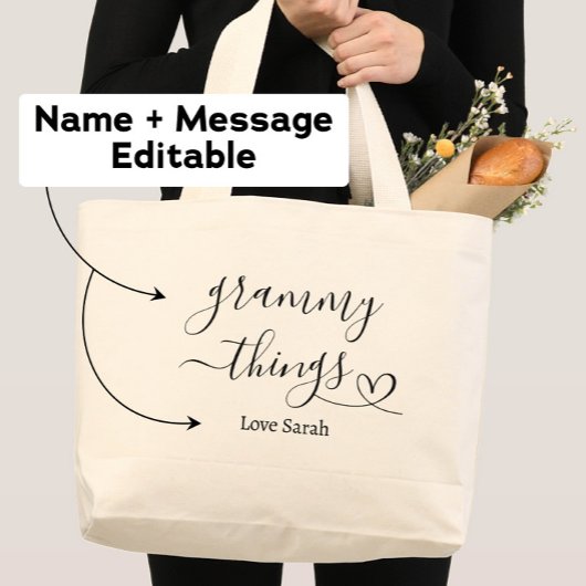 Grammy Things Custom Gift van kleinkinderen Grote Tote Bag