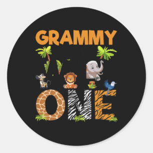 Grammy van de verjaardag Wild One Safari Boy Famil Ronde Sticker