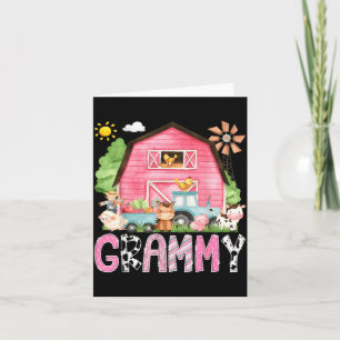 Grammy van het jarige meisje bijpassende roze boer kaart