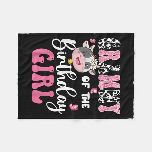 Grammy van het verjaardagsmeisje Boerderij Koe 1e  Fleece Deken (Voorkant (Horizontaal))