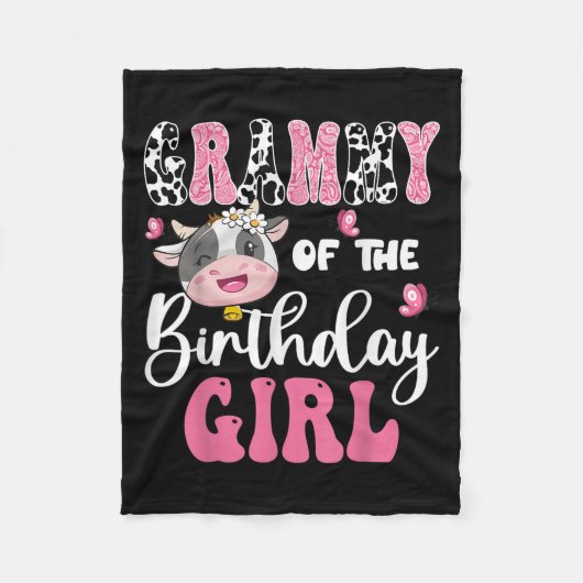 Grammy van het verjaardagsmeisje Boerderij Koe 1e  Fleece Deken (Voorkant)