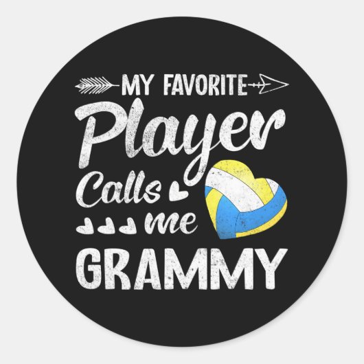 Grammy Volleybal Mijn favoriete speler belt me Ronde Sticker (Voorkant)
